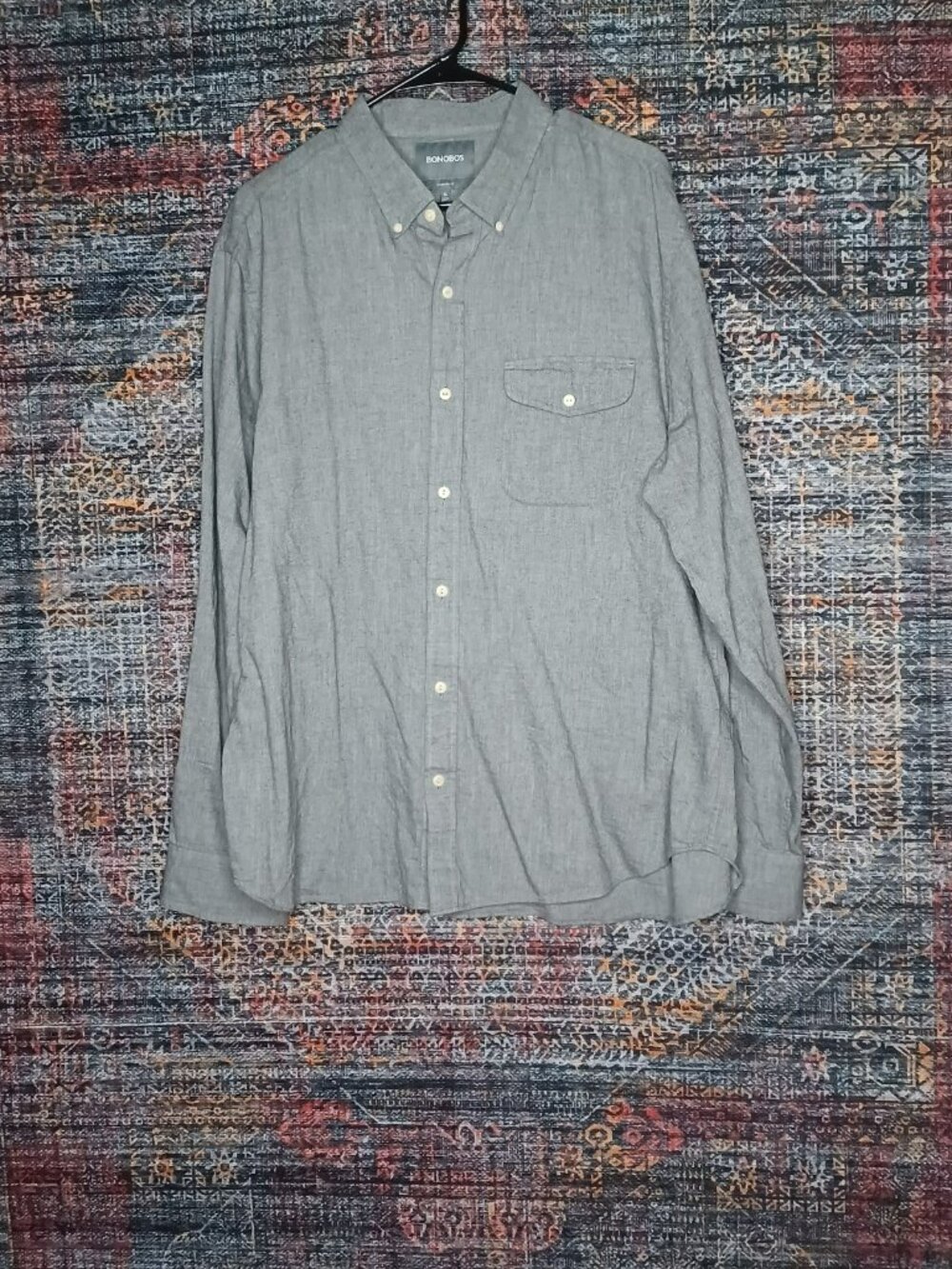 Bonobos mens solid gray Standard Fit button down shirt XL EUC